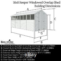 Keeper Overlap Apex Windowed Garden Wooden Outdoor Family Storage Shed 16 x 6