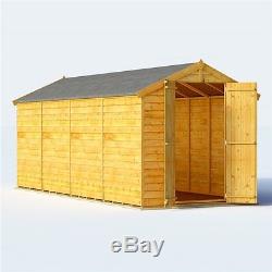 Keeper Overlap Apex Windowless Garden Wooden Outdoor Family Storage Shed 16 x 6