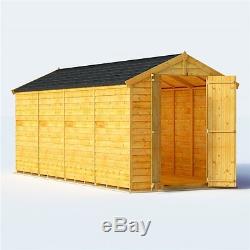 Keeper Overlap Apex Windowless Garden Wooden Outdoor Family Storage Shed 16 x 6