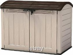 Keter Store-It Out Ultra Outdoor Garden Storage Bike Shed, Beige and Brown, 177