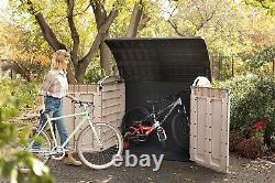 Keter Store-It Out Ultra Outdoor Garden Storage Bike Shed, Beige and Brown, 177
