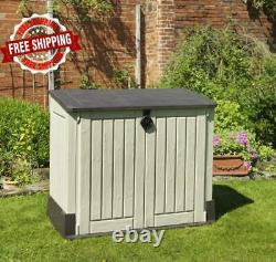 Keter XL Store-It Out Midi Outdoor Plastic Garden Storage Shed, Beige & Brown