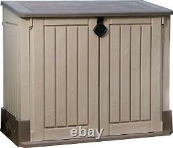 Keter XL Store-It Out Midi Outdoor Plastic Garden Storage Shed, Beige & Brown