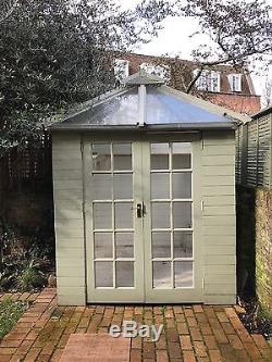 LARGE, 47 SQ FT WOOD SUMMER HOUSE GARDEN SHED With GLASS ROOF, LIGHTS, ELECTRICITY