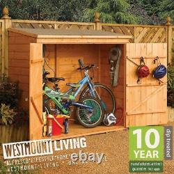 LOCKABLE BICYCLE SHED OUTDOOR WOODEN BIKE STORE GARDEN TOOL STORAGE SHIPLAP 6x3