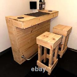 L-Shape Rustic Wooden Garden Bar, Man Cave Bar, Shed Bar Counter Pub