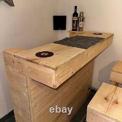 L-Shape Rustic Wooden Garden Bar, Man Cave Bar, Shed Bar Counter Pub