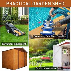 Large Metal Garden Shed 9 x 6ft Wood Effect Tool Storage Sliding Door with Lock