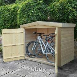 Large Timber Wooden Storage Double Door Outdoor Bike Shed Apex Garden DIY Store