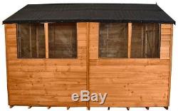 Large Wooden Shed Garden Overlap Apex Roof Felt Workshop Windows Outdoor 10x6