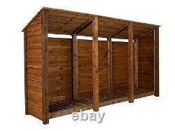 Log Store Wood Storage Triple Bay 6ft Wooden Outdoor Fire Shed Clearance