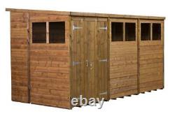 Modular Pent Shed Shiplap Tongue & Groove 12X6 Double Door With Windows