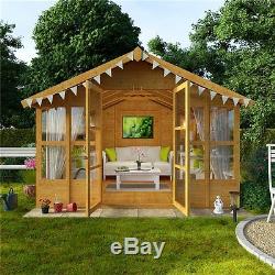 NEW Wooden 10x10 Garden Summer House Sunroom Outdoor Log Shed Cabin Patio Large