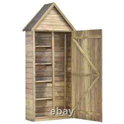 Natural Wooden Cabinet Garden Tool Shed Storage Hut Apex Roof Cupboard With Door