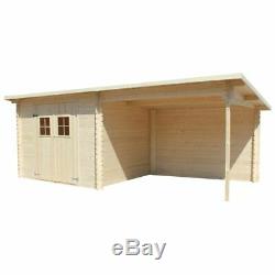 New Wooden Log Cabin Large Summer House Wood Shed Garden Office 6.3 x 3 m
