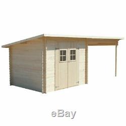 New Wooden Log Cabin Large Summer House Wood Shed Garden Office 6.3 x 3 m