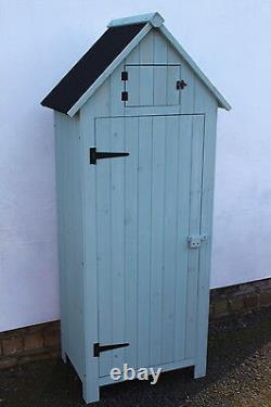 Outdoor Brighton Garden Wooden Storage Cabinet or Tool Shed In Sage Green