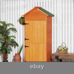 Outdoor Garden Shed Wooden Tool Storage Shelves Utility Cabinet