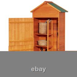 Outdoor Garden Shed Wooden Tool Storage Shelves Utility Cabinet