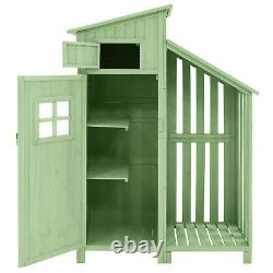 Outdoor Garden Shed Wooden Tool Storage Shelves Utility Cabinet 124x53x174 cm