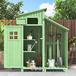 Outdoor Garden Shed Wooden Tool Storage Shelves Utility Cabinet 124x53x174 cm