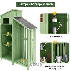 Outdoor Garden Shed Wooden Tool Storage Shelves Utility Cabinet 124x53x174 cm