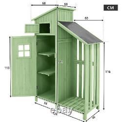 Outdoor Garden Shed Wooden Tool Storage Shelves Utility Cabinet 124x53x174 cm