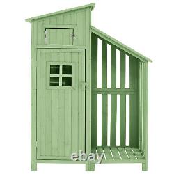 Outdoor Garden Shed Wooden Tool Storage Shelves Utility Cabinet 124x53x174 cm