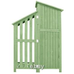 Outdoor Garden Shed Wooden Tool Storage Shelves Utility Cabinet 124x53x174 cm