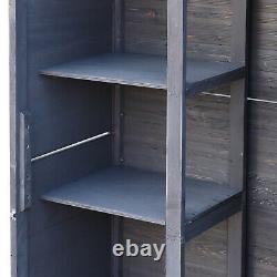 Outdoor Garden Shed Wooden Tool Storage Shelves Utility Cabinet 2 Door Grey