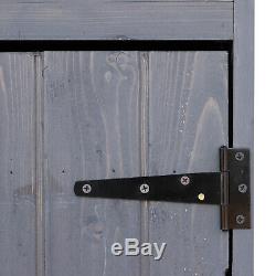 Outdoor Garden Shed Wooden Tool Storage Shelves Utility Cabinet 2 Door Grey