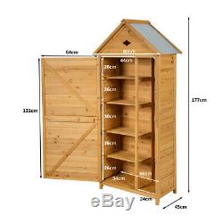 Outdoor Garden Shed Wooden Tool Storage Shelves Utility Cabinet Apex Roof 2 Door