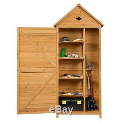 Outdoor Garden Shed Wooden Tool Storage Shelves Utility Cabinet Apex Roof 2 Door