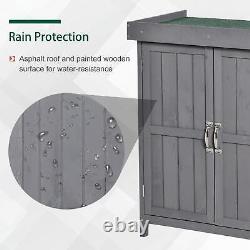 Outdoor Garden Storage Shed Tool Wooden Box Double Doors With Shelf Hinged Roof