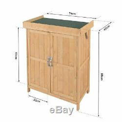 Outdoor Garden Storage Shed Tool Wooden Box Double Doors with Shelf Hinged Roof