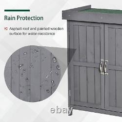 Outdoor Garden Storage Shed Tool Wooden Box with Hinged Roof 74x43x88cm, Grey