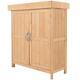 Outdoor Garden Storage Shed Tool Wooden Box with Hinged Roof 74x43x88cm, Natural