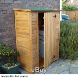 Outdoor Garden Wooden Pent Shed Tools Slanted Roof Storage Bicycle Cabinet Patio