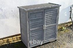 Outdoor Garden Wooden Storage Cabinet or Tool Shed In Grey