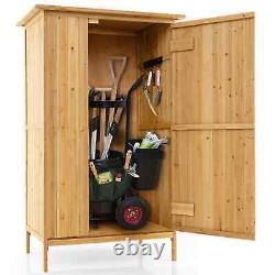 Outdoor Storage Cabinet 5 × 3 FT Wooden Garden Shed with Asphalt Roof & 3 Shelves