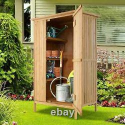 Outdoor Storage Cabinet 5 × 3 FT Wooden Garden Shed with Asphalt Roof & 3 Shelves