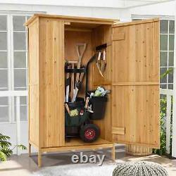 Outdoor Storage Cabinet 5 × 3 FT Wooden Garden Shed with Asphalt Roof & 3 Shelves