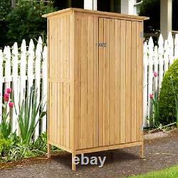 Outdoor Storage Cabinet 5 × 3 FT Wooden Garden Shed with Asphalt Roof & 3 Shelves