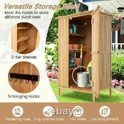 Outdoor Storage Cabinet 5 × 3 FT Wooden Garden Shed with Asphalt Roof & 3 Shelves