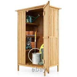 Outdoor Storage Cabinet 5 × 3 FT Wooden Garden Shed with Asphalt Roof & 3 Shelves