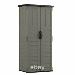 Outdoor Storage Shed Tall Plastic Garden Tool Cabinet Vertical Utility Cupboard
