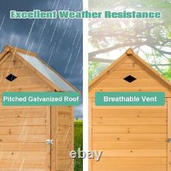 Outdoor Storage Shed Wooden Garden Tool Utility Cabinet Waterproof Asphalt Roof