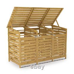 Outdoor Triple Wooden Wheelie Bin Store Cupboard Shed For Garden Storage Dustbin