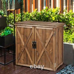 Outdoor Wooden Storage Shed Fir Wood Cabinet withDouble Doors for Garden Yard