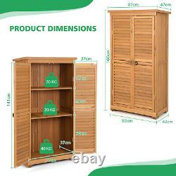 Outdoor Wooden Storage Shed Solid Wood Garden Tool Cabinet With3 Removable Shelves